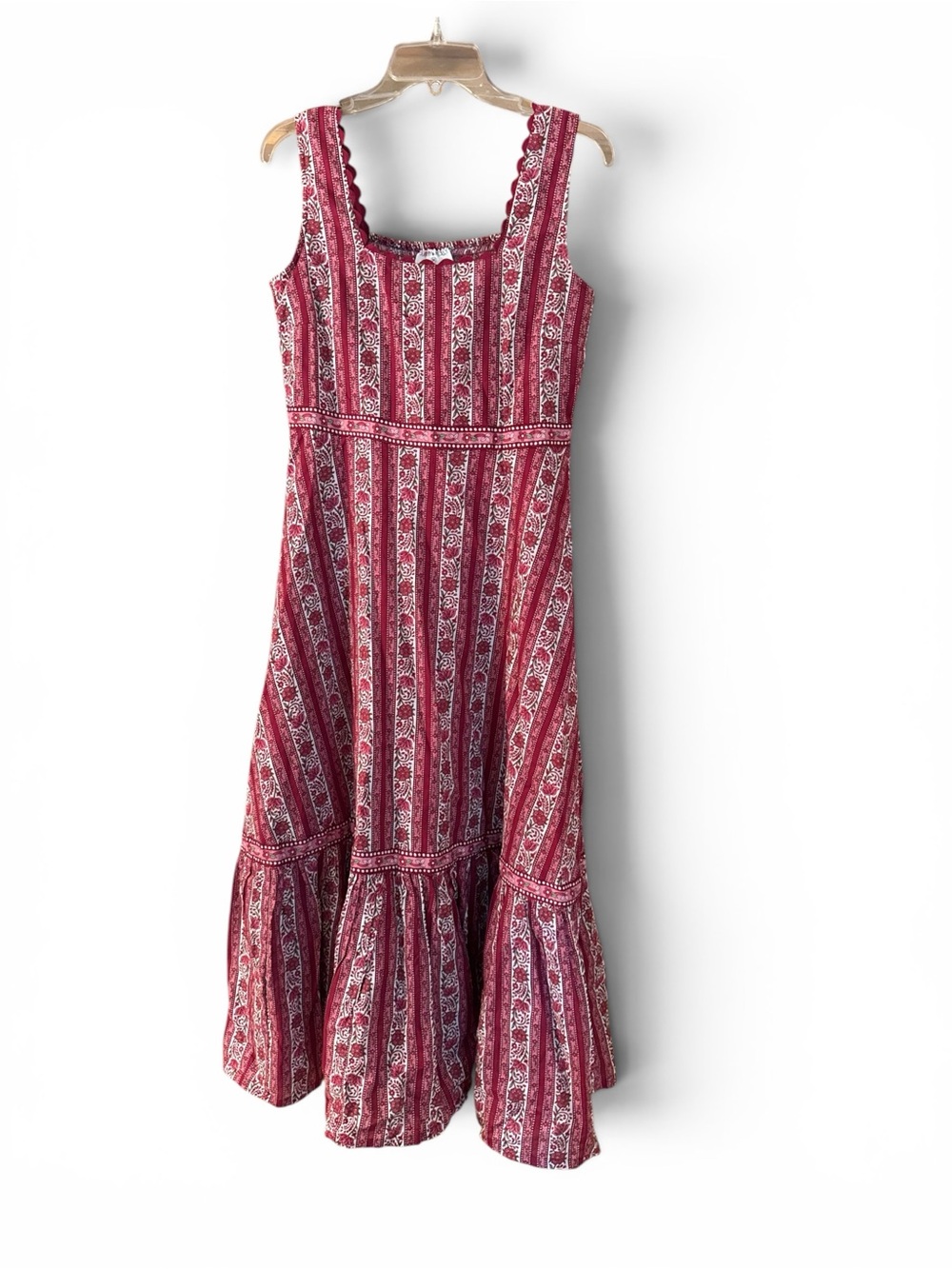Bombay Paisley Red Floral Cotton Tiered Dress Boho from Westside - Picture 2 of 4